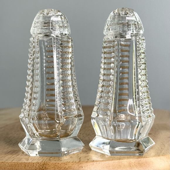 Bohemia Crystal Hexagon Salt & Pepper Shaker Pair Clear - Picture 1 of 6